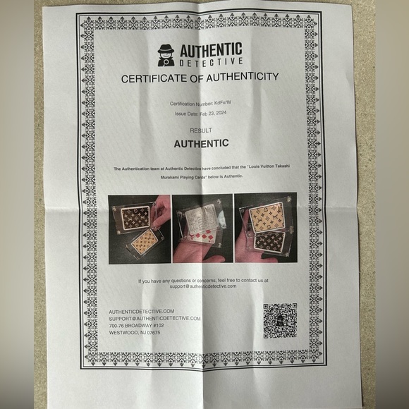 Authentic 1950s Louis Vuitton Monogram Playing Card w/ COA - Picture 3 of 3